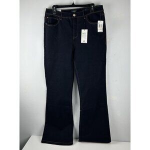 NWT CURVE APPEAL  Size 12/31 High Rise Flare Dark Blue Stretch Jeans Color Rinse